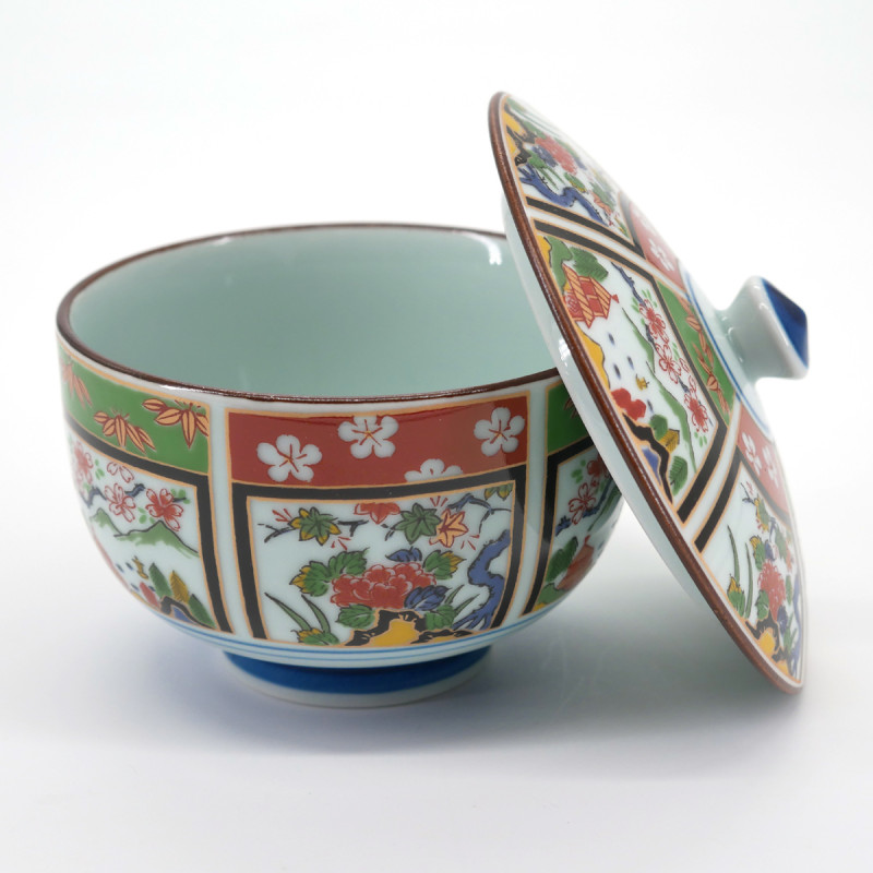 tasse japonaise avec couvercle en porcelaine SANSUI