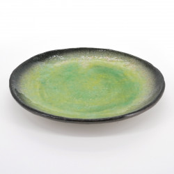 japanese green round plate Ø24cm AIZOME HIWA