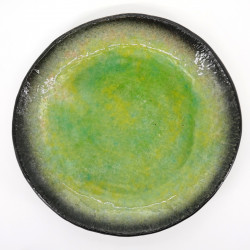 assiette ronde verte japonaise Ø24cm AIZOME HIWA