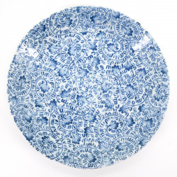 assiette bleue Ø22,5 cm japonaise motifs TAKO KARAKUSA