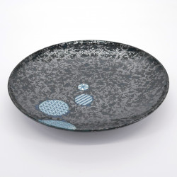 japanese black blue circles Ø25,3cm round plate MARUKOMON