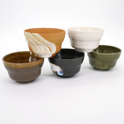 japanese 5 ceramic bowls set Ø10,7cm RAKU KAMA AN IPPUKU