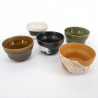 japanese 5 ceramic bowls set Ø10,7cm RAKU KAMA AN IPPUKU