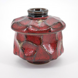 japanese red volcanic rock teacup with lid KURENAI YUZU TENMOKU