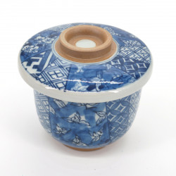 japanese blue patterns cup with lid SHÔZUI HANA