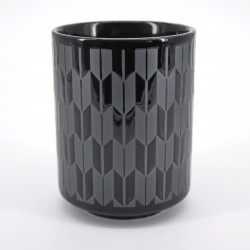 tasse noire motifs flèches japonaises argent YAGASURI KURO