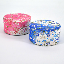 boîte à thé japonaise en papier washi plate 40g rose bleu au choix