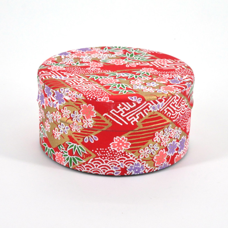 boîte à thé japonaise en papier washi plate 40g rouge