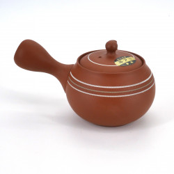 japanese red design white lines terracotta teapot SHUNJÛ