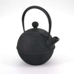 black japanese round Cast Iron Teapot Temari 0,5 lt