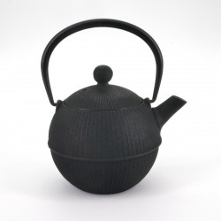 black japanese round Cast Iron Teapot Temari 0,5 lt