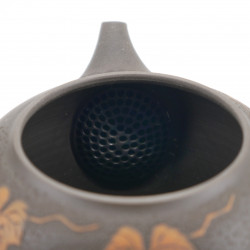 théière marron kyusu japonaise gravure feuilles MANOSHUN