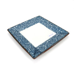 japanese square plate, AI KARAKUSA, blue