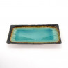 japanese rectangle ceramic plate, LAGOON, turquoise blue