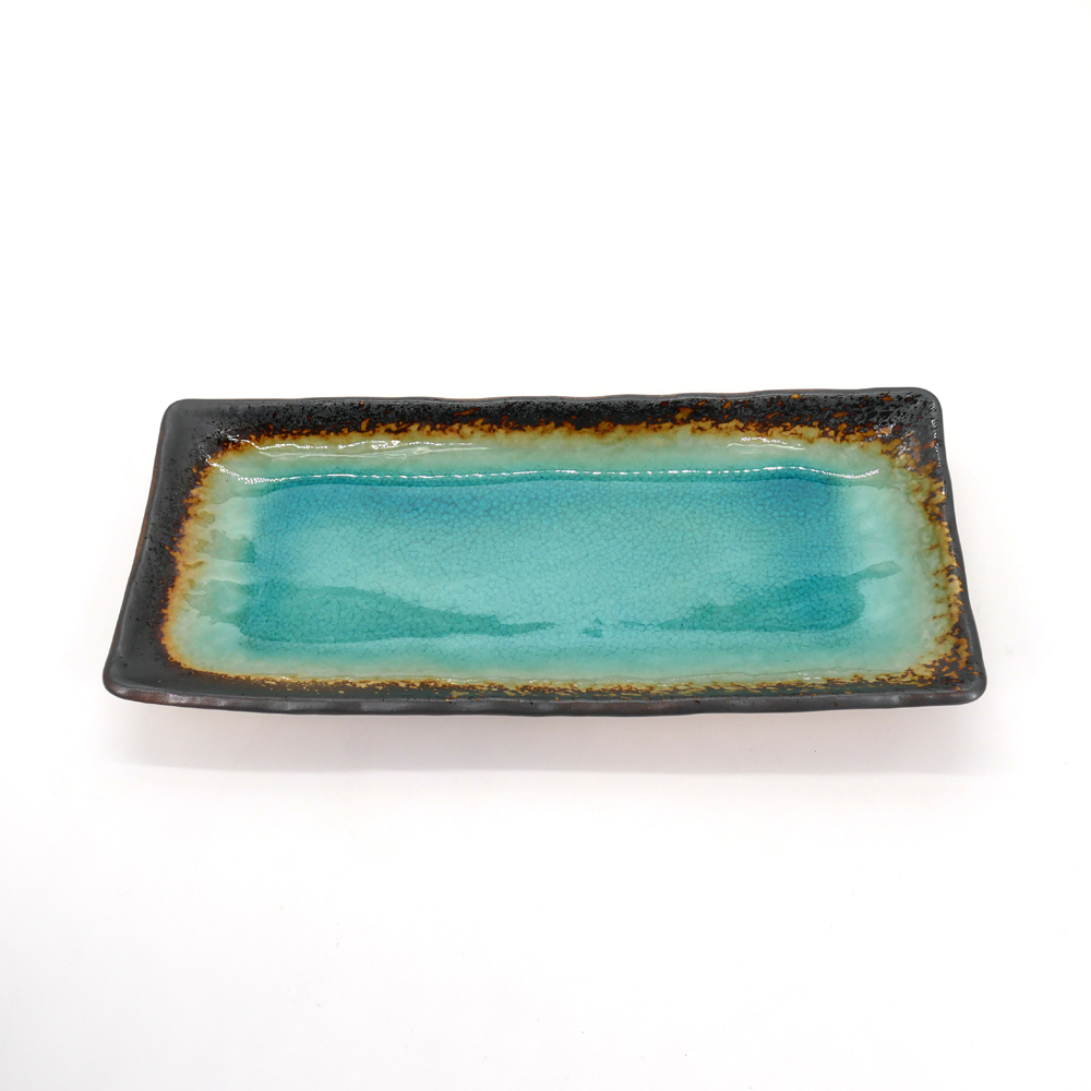 assiette ronde japonaise en céramique, LAGOON, bleu turquoise