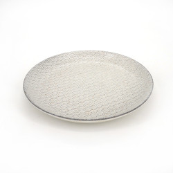 Japanese round plate, KODAI SEIGAIHA, white