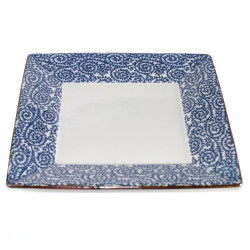 japanese square plate, AI KARAKUSA, blue