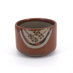 Japanese ceramic brown bowl with wooden lid, MARUMON