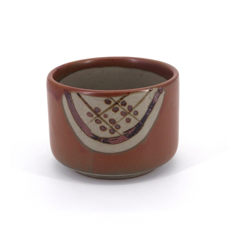 Ciotola di ceramica giapponese con coperchio di legno, MARUMON, marrone
