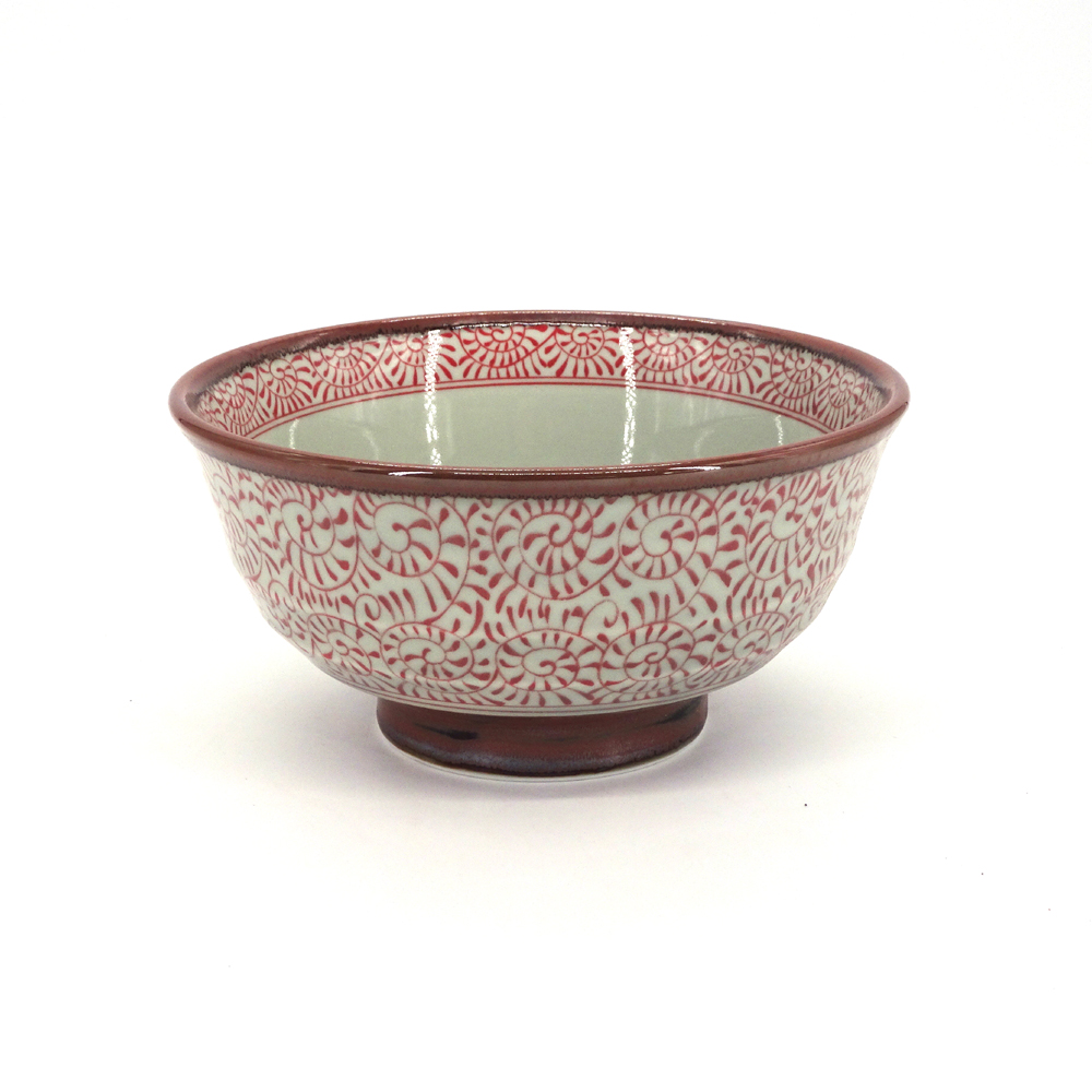 petit bol à riz japonais en céramique, TAKOKARAKUSA motifs rouges