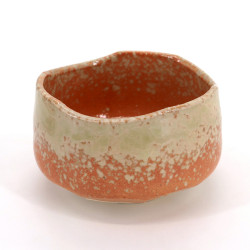 Japanische Teeschale für Zeremonie - chawan, HAIUWAGUSURI, orange