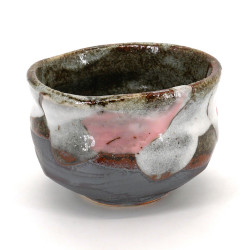 bol japonais à cérémonie du thé - chawan, SEIJI, gris rose blanc