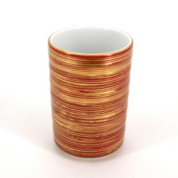 japanese red and golden tall teacup in ceramic 10.2cm MAKI