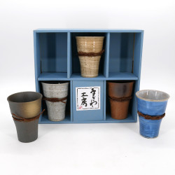 set de 5 tasses mazagrans japonaises en céramique 5 couleurs IZAKAYA