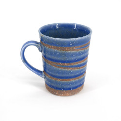 Japanese blue ceramic tea mug with handle AOYU whirlpool