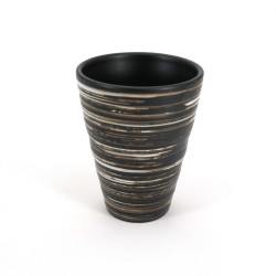 grande tasse 11,2cm japonaise lignes en céramique YUKINOMAI marron