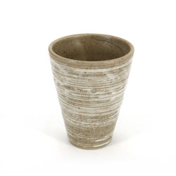 grande tasse 11,2cm japonaise lignes en céramique KAZENOMAI beige