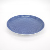 plato azul redondo japonés de ceramica, SEIGAIHA, olas