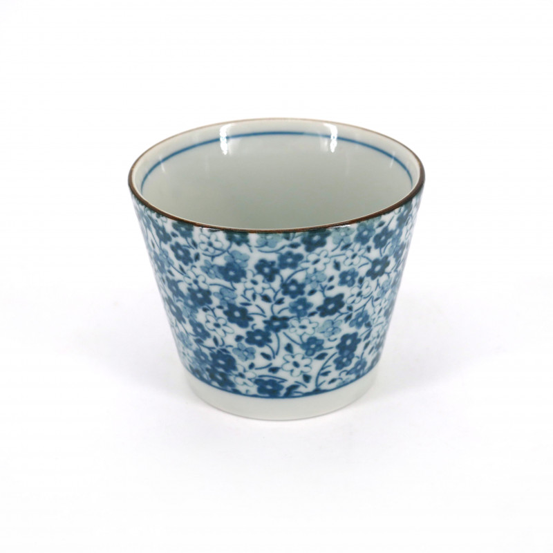 Taza soba japonesa de ceramica, KOHANA, flores azules