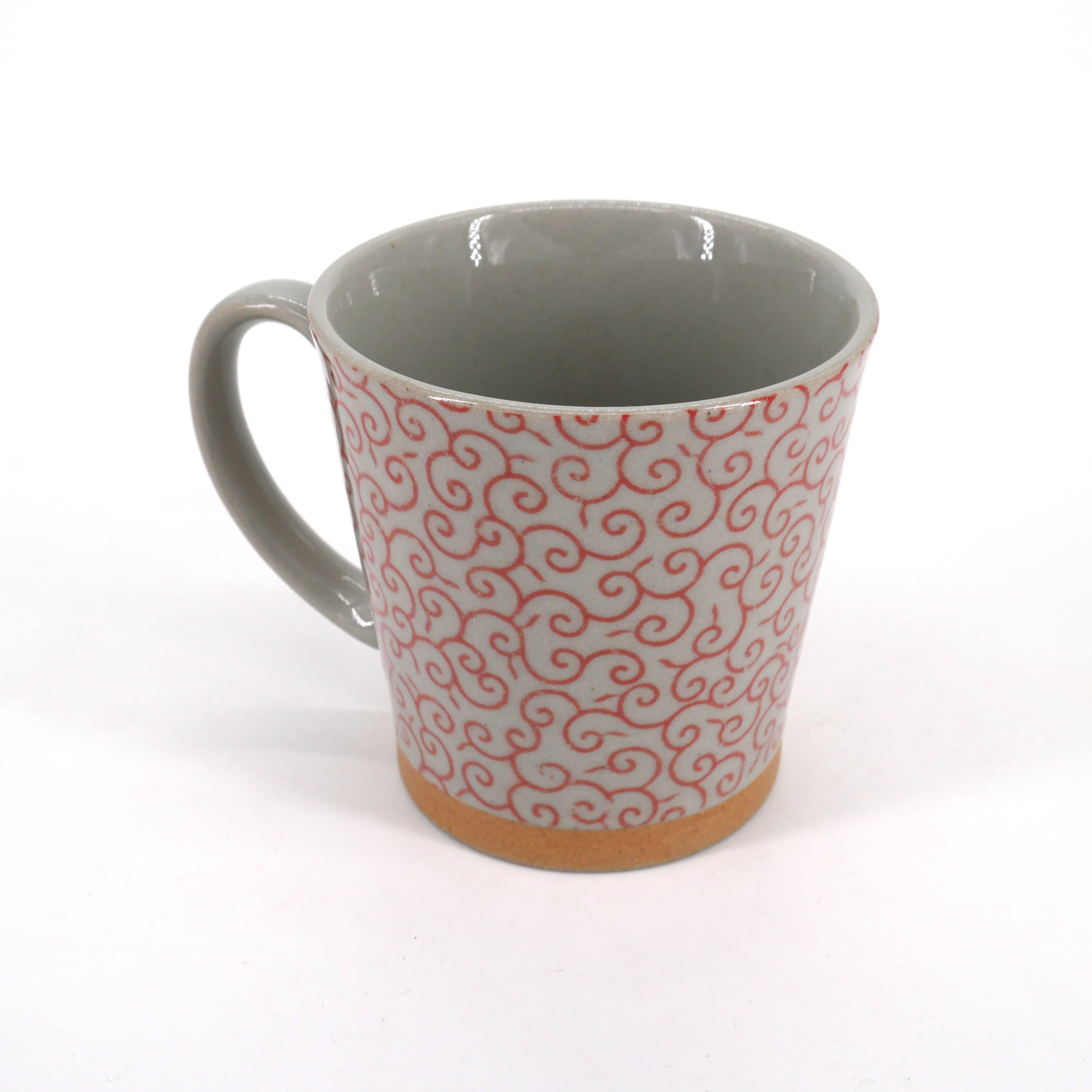 Tazza da tè giapponese alta in ceramica, grigio, foglie d'acero