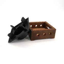 kleine gusseisen und holz quadrat schwarze Teekannenheizung, L12cm