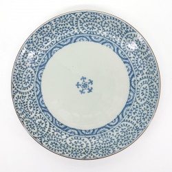 assiette blanche et bleue motifs japonais Ø26,5cm TAKO KARAKUSA