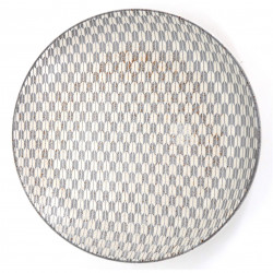 Japanese round ceramic plate, YAGASURI, white