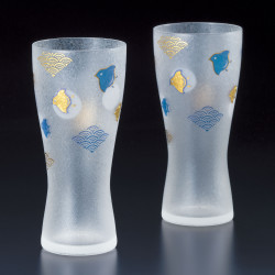 set of 2 japanese beer glasses PREMIUM NAMICHIDORI