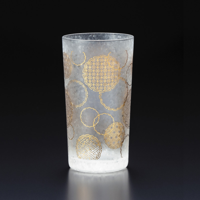 Japanese glass with yukiwa pattern - WAKOMON