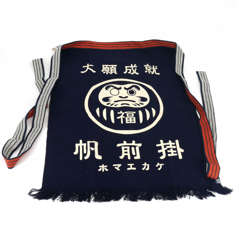Delantal tradicional de algodón japonés Daruma, MAEKAKE DARUMA