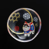 small Japanese mamesara glass plate with dog motif - MAMESARA