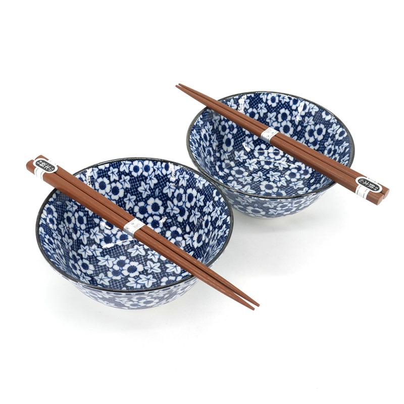 Set of 2 Japanese ceramic bowls - KURO SAKURA