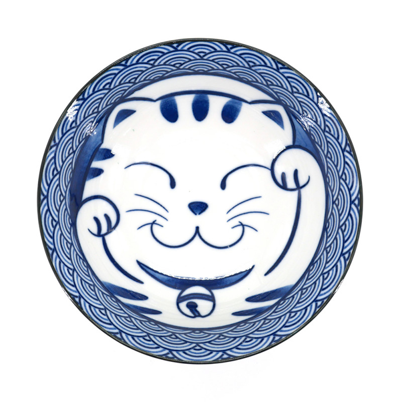 japanese noodle ramen bowl in ceramic TOCHIRI TOKUSA, blue lines