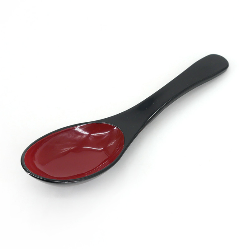 Japanese resin spoon, JUSHI, red and black