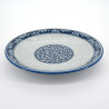 japanese round plate in ceramic, KARAKUSA SEIGAIHA, waves
