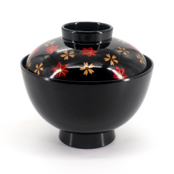 bowl of soup, in resin with lid HANA MOMIJI, black