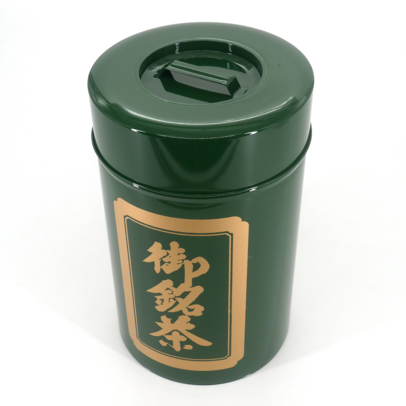 Large Japanese metal tea box, 1kg, green - MIDORI