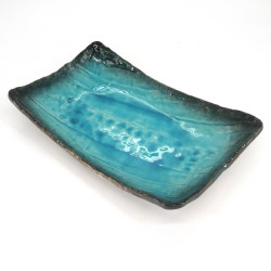 Japanese blue rectangular ceramic plate - AOI