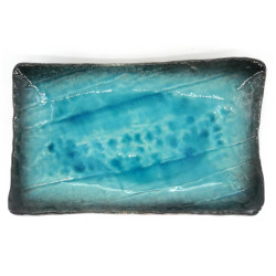 Japanese blue rectangular ceramic plate - AOI