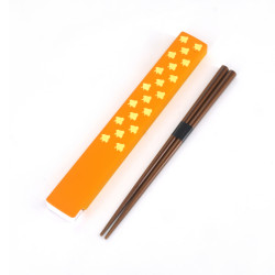 Japanese rectangular bento lunch box, YAMABUKI NAMICHIDORI, yellow + chopsticks